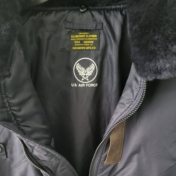 Okonkwo Military Jacket Men's Black US Air Force Logo Long Sleeve Size Medium - Picture 4 of 12